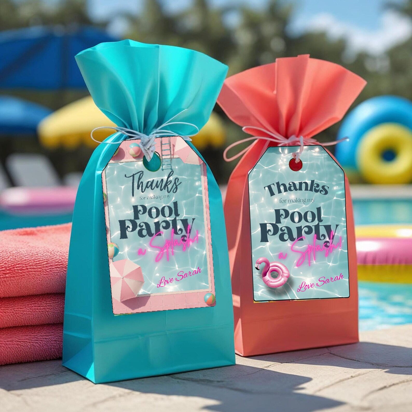 Pool Party Thank You Tags: Editable Canva Template (digital Download - Etsy