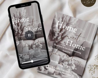 Black&White Digital Housewarming Invitation, Party Invite, Animated Invite, New Apartment Home Evite,Self Editable Template Ecard,Invitation