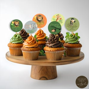 Editable A Little Wild One, Wild One First Birthday, Baby Shower Cupcake Topper, Safari Jungle Cake Topper, Animal, Zoo Safari Animals Decor