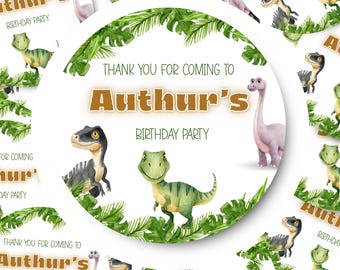 thumbnail image 2 of 24 Personalised Dinosaur Birthday Party Thank You Stickers - Bag / Cone Seals - Ireland 2 of 12