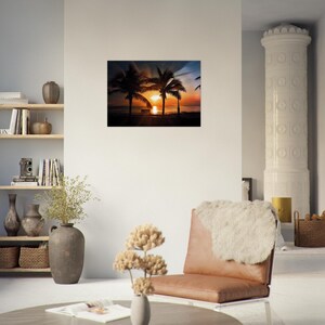 Tramonto sulla spiaggia tropicale - Poster artistico - Decorazione esotica e rilassante