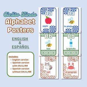 Cielito Lindo English Spanish Alphabet Alfabeto Posters Cute Classroom Decor Elementary High School Decorations Printable En Español