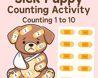 Sick Puppy Counting Printable | Dramatic Play Math Center | Number Recognition Activity for Preschool & Kindergarten