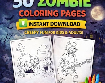 Zombie Malvorlagen: 50 gruselige Illustrationen für Halloween (PDF Download A4