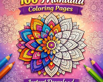100 Mandala Coloring Pages | Art Therapy for Adults (printable PDF) - Etsy