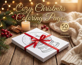 Libro para colorear navideño acogedor / 50 páginas invernales relajantes (PDF)