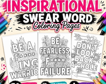 50 Funny Swear Word Coloring Pages: Adult Stress Relief (Digital PDF Printable)