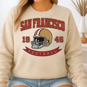 Vintage “San Francisco Football 1946” Sweatshirt oder Hoodie | Retro-Uni | San Francisco Hoodie |Retro Fußball Pullover |Bay Bereich Fan Geschenk