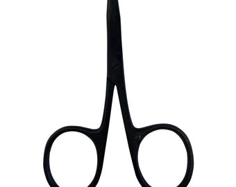 4" Stainless Steel Black Fisherman's Hemostat with Scissors