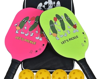Pickleball Paddles Set of 2 - Pickleball Set with 4 Pickleball Balls and Pickleball Bag - Pickle Ball Rackets 2 Pack for Beginner
