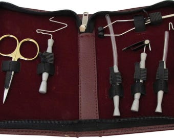 Fly-Tying Material KIT - High-Quality Material Fishing Kit - Soft Grip Leather Tool Kit - Gift for fisher