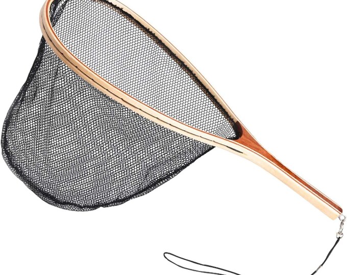 Fly Fishing Landing Net Wooden Frame Soft Rubber Mesh or Waterproof Nylon Mesh Trout Bass Catch and Release Net