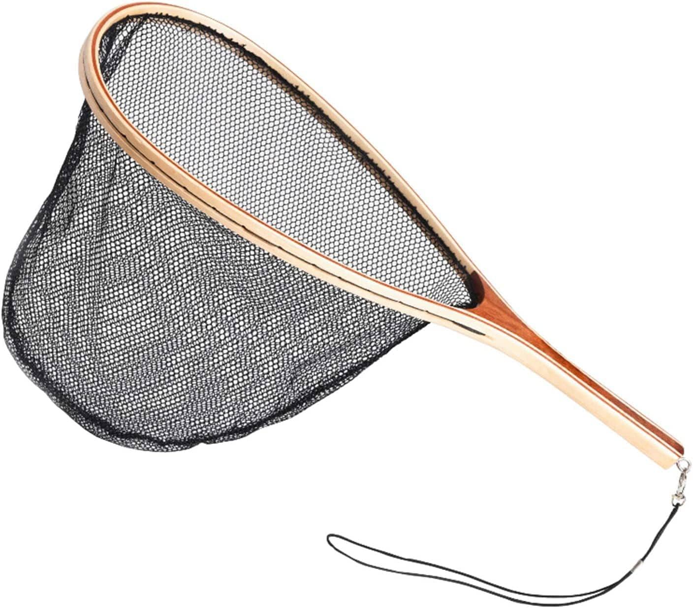 Spring Frame Trout Net Fly Fishing Landing Net Wooden Frame Soft Rubber Mesh or Waterproof ...