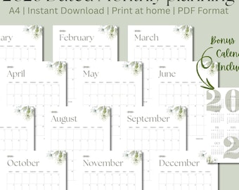 2026 Vertical Monthly Calendar | Sage Green Minimalist Design (PDF Download)