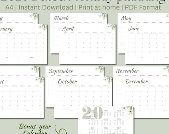 Sage Green 2026 Monatskalender | A4 Horizontaler Wochenplan (PDF Download)