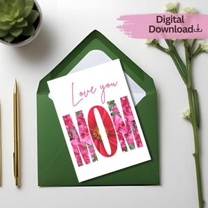 Je t'aime maman carte numérique | Joyeux anniversaire maman | Téléchargement instantané