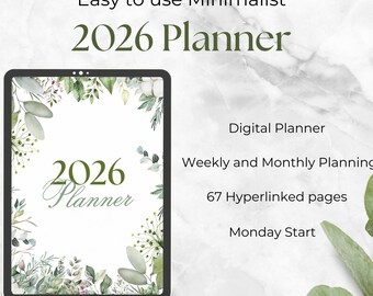 Agenda digitale 2026 / Verde salvia botanico, settimanale e mensile (PDF compilabile scaricabile)