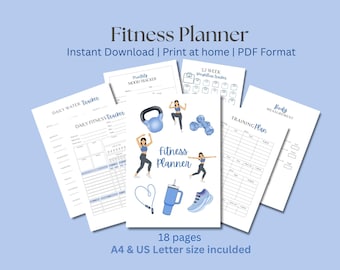 Agenda stampabile per fitness e perdita di peso / Monitoraggio delle abitudini (PDF)
