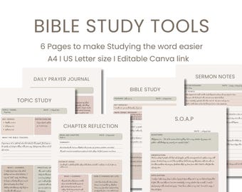 Modello di diario di studio biblico SOAP: Appunti di preghiera e sermone per donne cristiane (modificabile su Canva, download digitale)