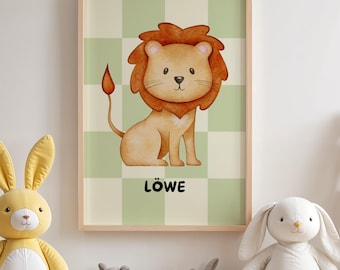 Digital children's poster lion motif – children's room poster – animal picture – instant download – lion poster – to print yourself