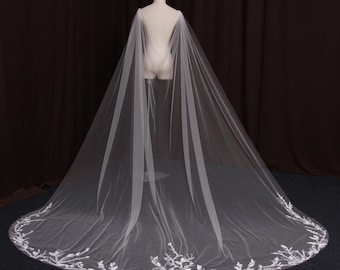 TV30/ Ivory Tulle Bridal Gown, Crystal and Sequined Cathedral Length Bridal Gown, Elegant Handmade Veil for Church Wedding