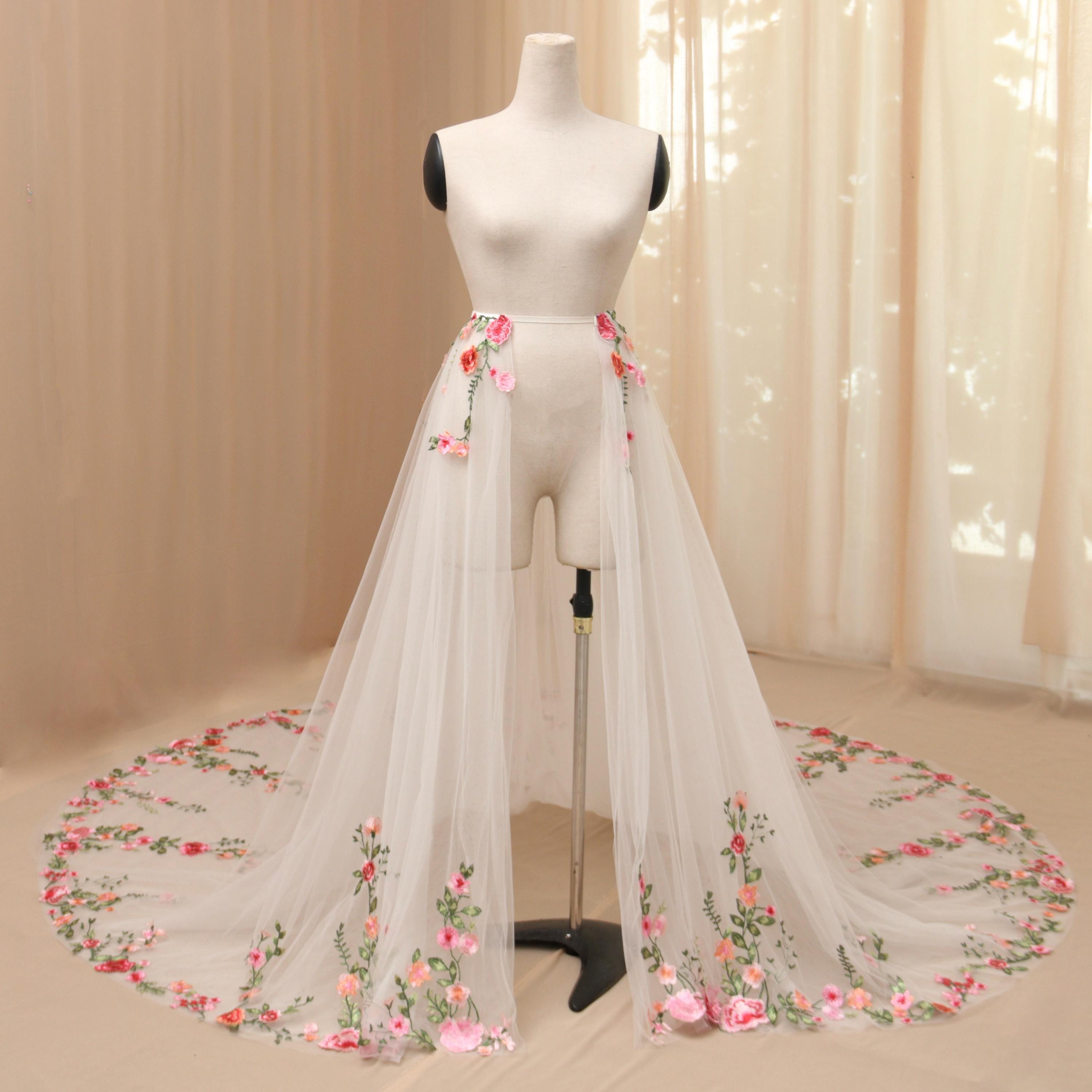 最終価格！meringue flower blouse & skirt セット TV47/ Floral Bridal Overskirt Pink Embroidery, Detachable Tulle