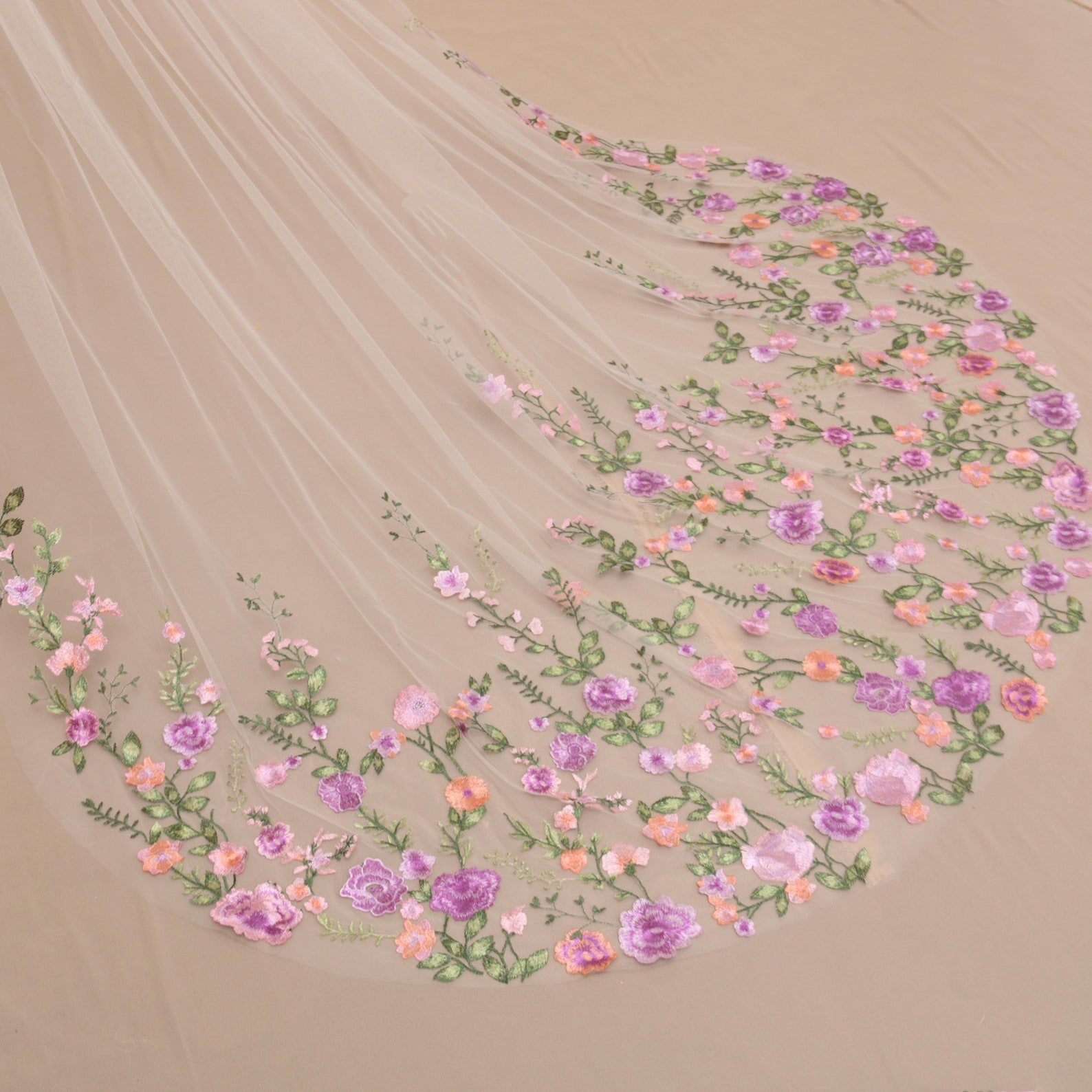 Purple bridal veils - Purple Rose Wedding Veil