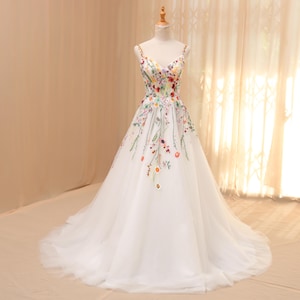 Sunflower Embroidered Wedding Gown - Etsy