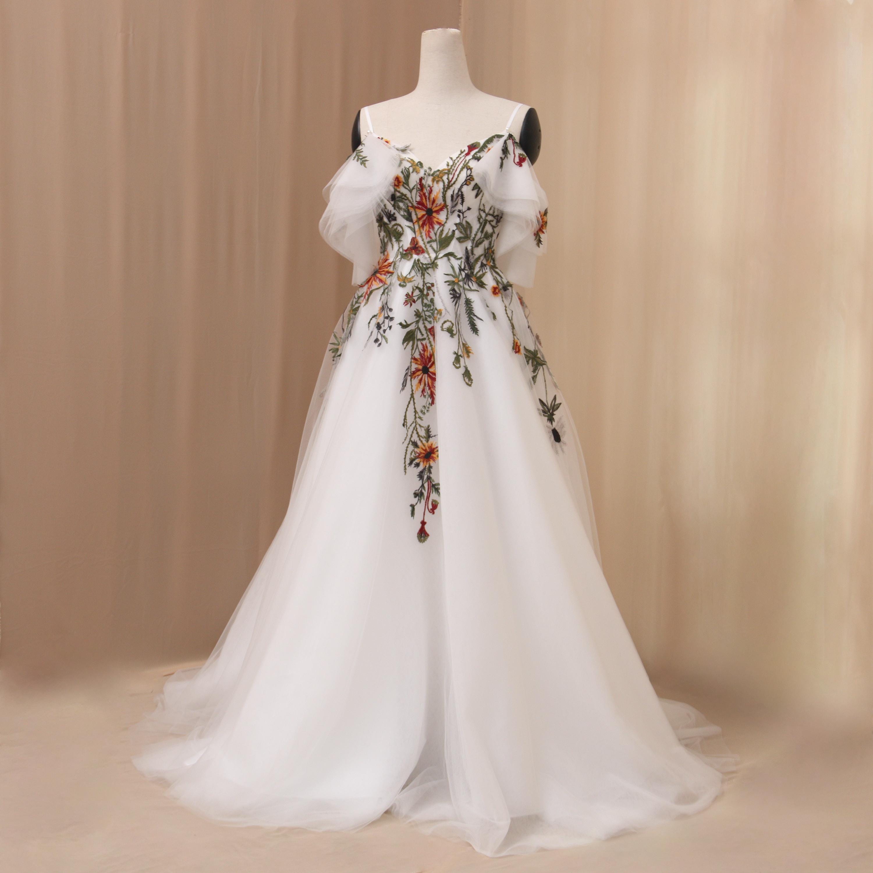 Tv196/ Wildflower Embroidered Wedding Dress