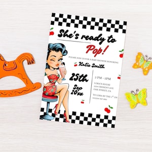She&#39;s Ready to Pop Baby Shower Invitation, Editable Soda Pop Baby Shower Invite, 2025 Baby Shower Template, Printable Soda Pop Baby Invite