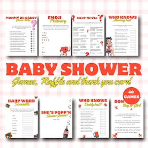 She’s Ready to Pop Baby Shower Games Bundle, Gender Neutral Printable Activities, Editable Retro Soda Theme Baby Shower Templates