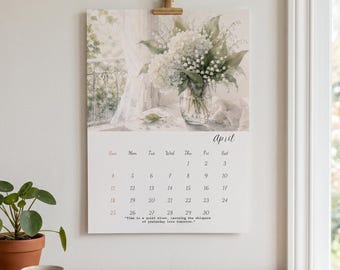 2027 Floral Wall Calendar | A3 Watercolor Flowers | Cottagecore Home Decor (Digital PDF)
