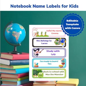 Editable Name Tags for Kids Back to School Label Stickers