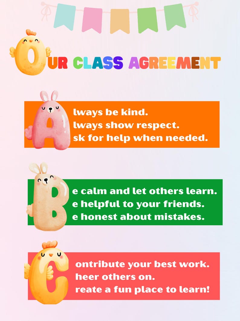 ABC Classroom Rules Poster Printable Classroom Decor for Kindergarten ...