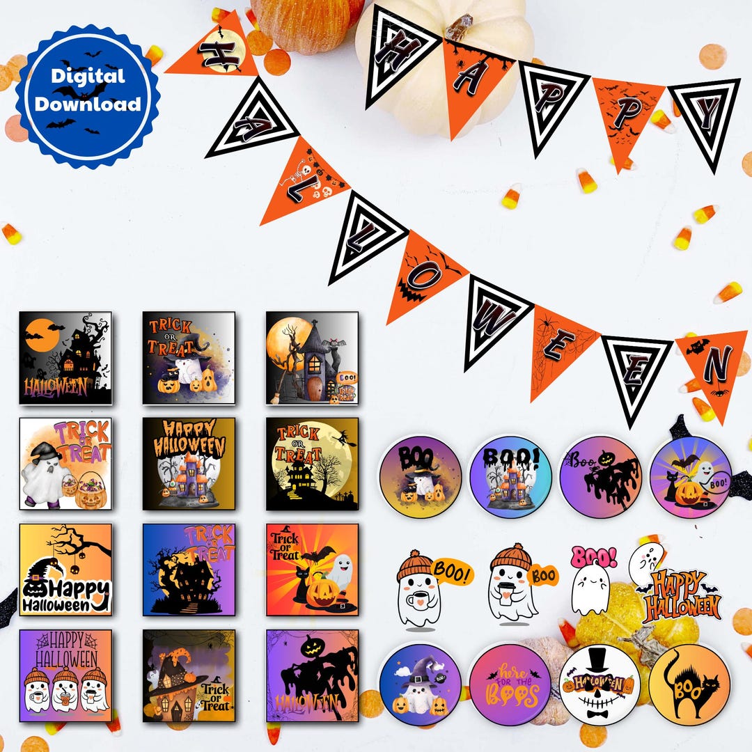 Editable Spooky Night Halloween Party Pack – Gift Tags, Banner ...