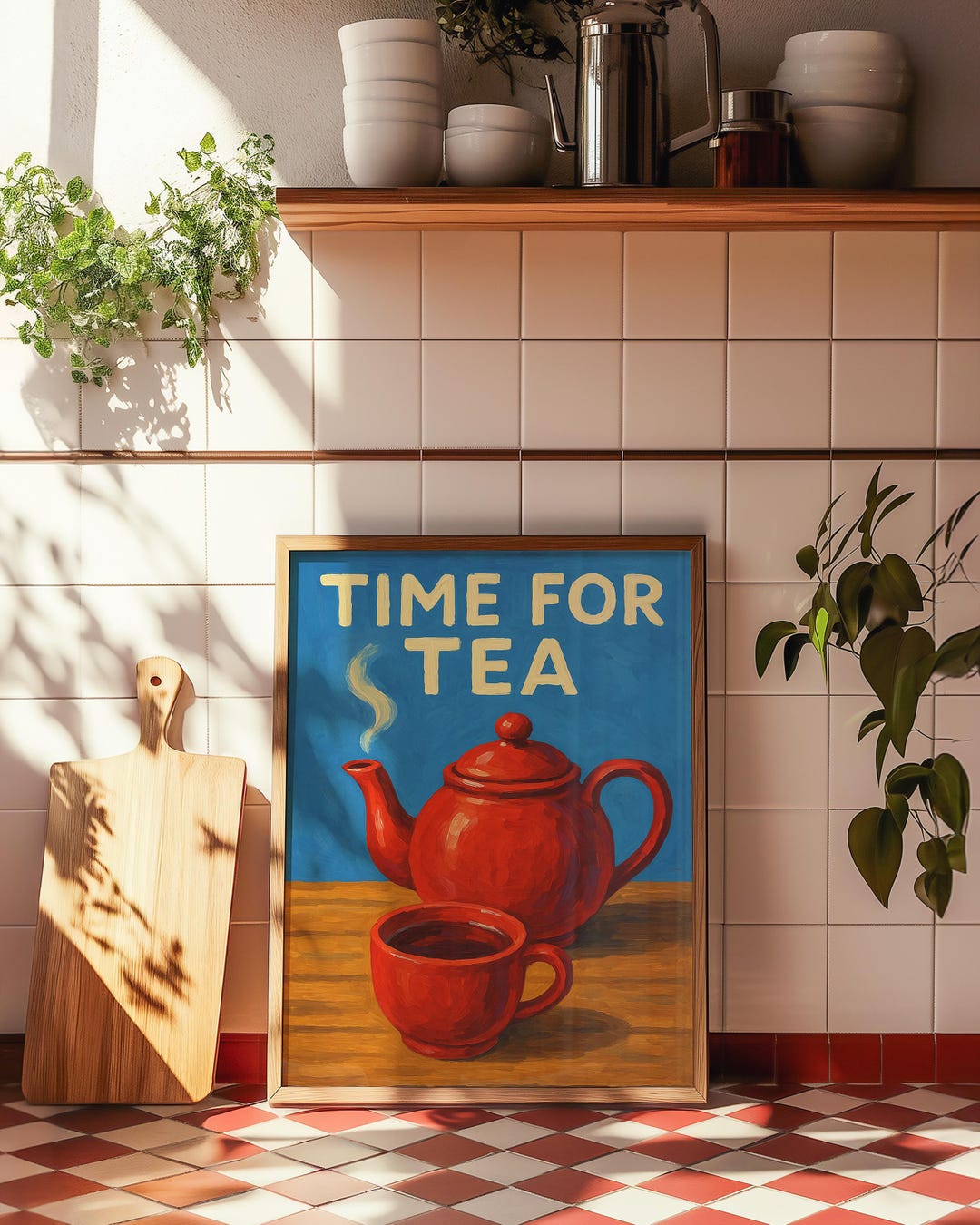 for the tea kitchen print | unique wall art from... Time for Tea Digital Art Print, Retro Teapot Kitchen Wall Art, Cosy ...