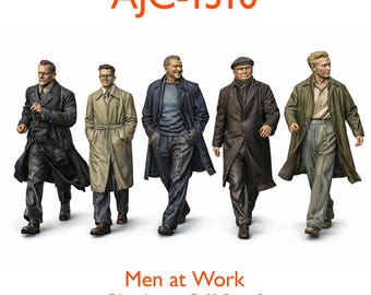 1950s Factory Workers Figures – Resin Model Railway Set (O/OO/TT/N Scale)