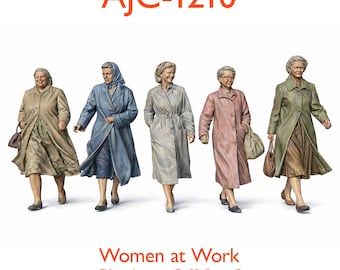 1950s Women Factory Workers Figures – Resin Model Railway O/OO/TT/N Scale - Set 2