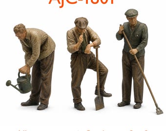 1950s Allotmenteers & Gardeners (3no) – High Detail Resin Model Railway Figures O/OO Scale