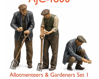 1950s Allotmenteers & Gardeners (3no) – High Detail Resin Model Railway Figures O/OO Scale