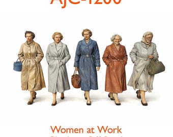 1950s Women Factory Workers Figures – Resin Model Railway O/OO/TT/N Scale - Set 1
