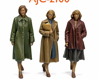 1950s Female Students Figures Set – Unpainted Resin Model Railway O, OO Scale
