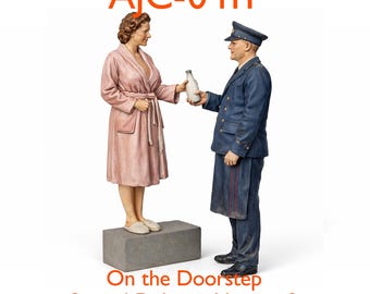 1950s Milkman & Housewife Figures – Unpainted Resin O and OO Scale Model Railway Diorama Set 2