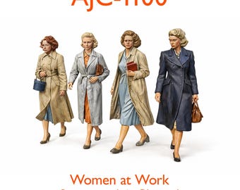 1950s Secretarial Women Figures (4no) – High-Detail Resin Model Railway Figures O/OO/TT/N Scale