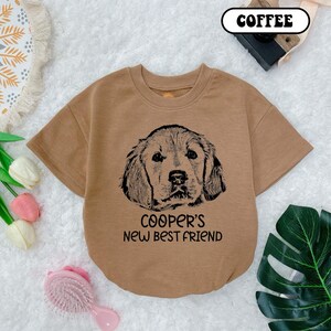 Custom New Best Friends Baby Romper, Dog Name Baby Clothes, Draw Pet Portrait Outfits, Pet Lover Outfit, Baby Announcement, Baby shower gift