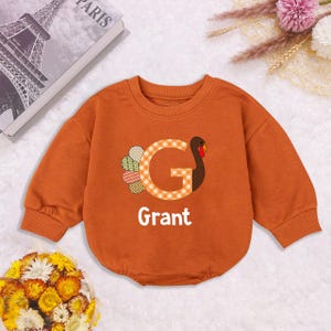 Custom Baby Thanksgiving Romper: Turkey Outfit, Personalized Gift