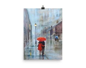 Red Rain Painting Etsy etsy