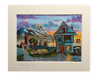 Pinocchio Druck, Pinocchio und Geppetto Gemälde aus 2016