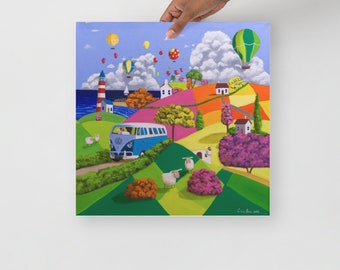 Camper Van Naive art landscape print
