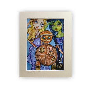 Wizard of Oz print, Tik Tok and the Oz witches art